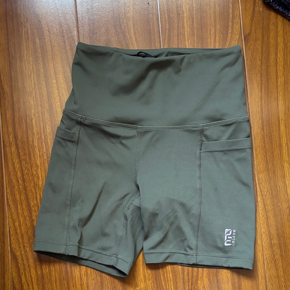 PE Nation Army Green High Waisted Biker Shorts